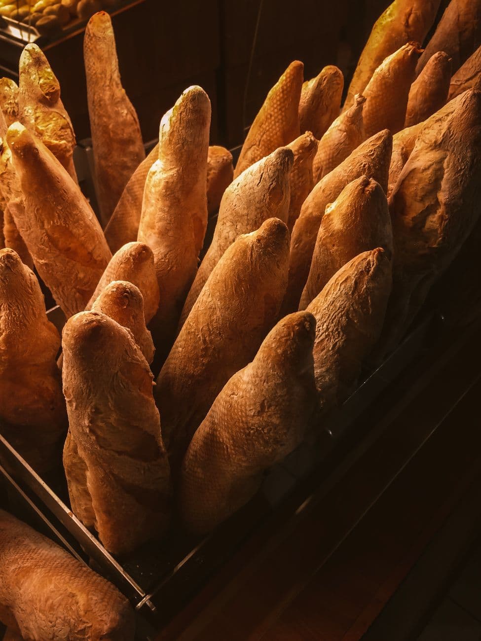 Baguettes dorées encore chaudes à la sortie du four